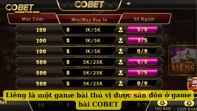 Liêng là một game bài thú vị được săn đón ở game bài COBET